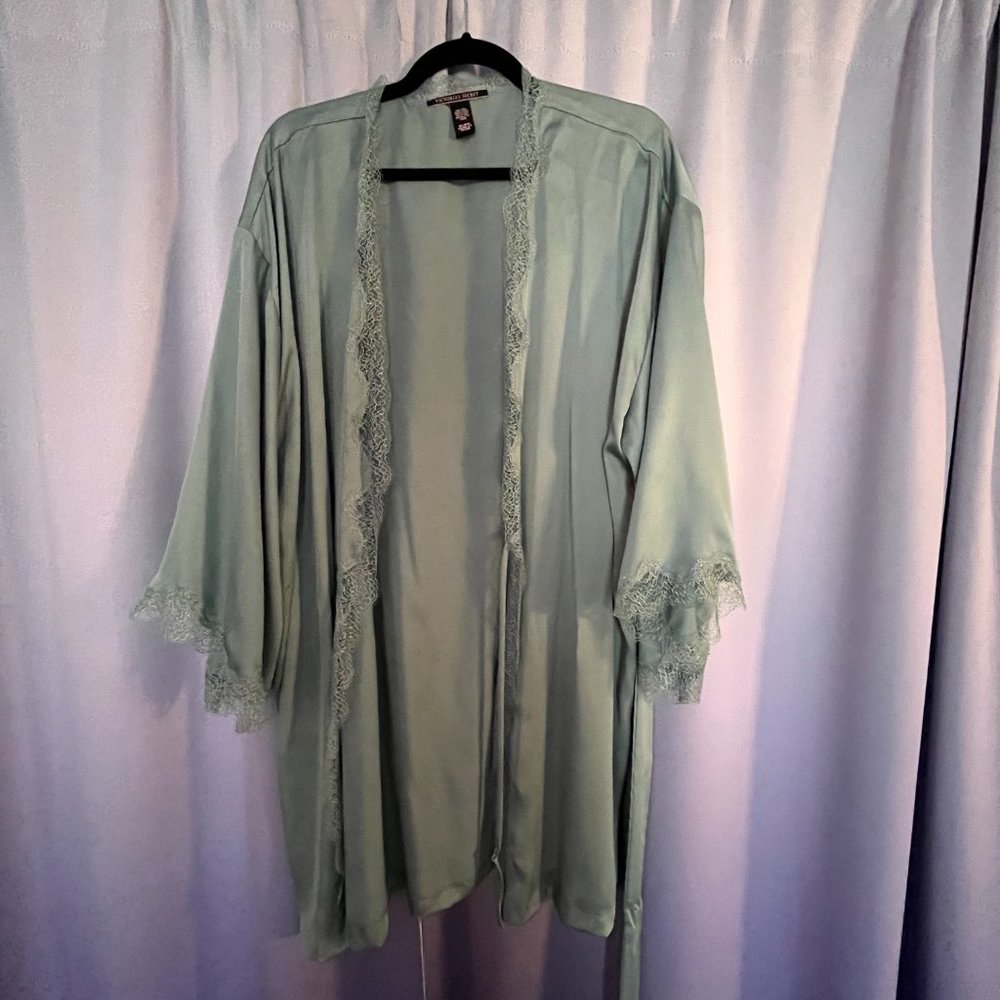 Victoria's Secret Satin Lace-Trim Robe